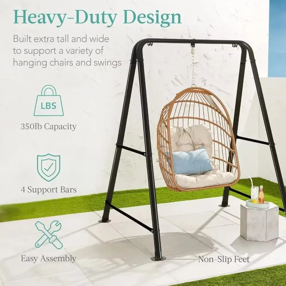 Hammock Chair Stand, 75in Tall Heavy Duty Indoor Outdoor Steel Hanging Base w/Hardware -Stand Only 3