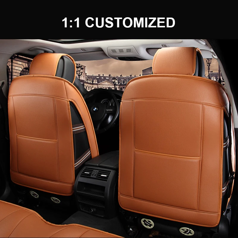 Fit Seat Covers Full Set Artificial Leather Pickup Truck Fit for Ford F150 2015 to Front and Back Row Full Coverage