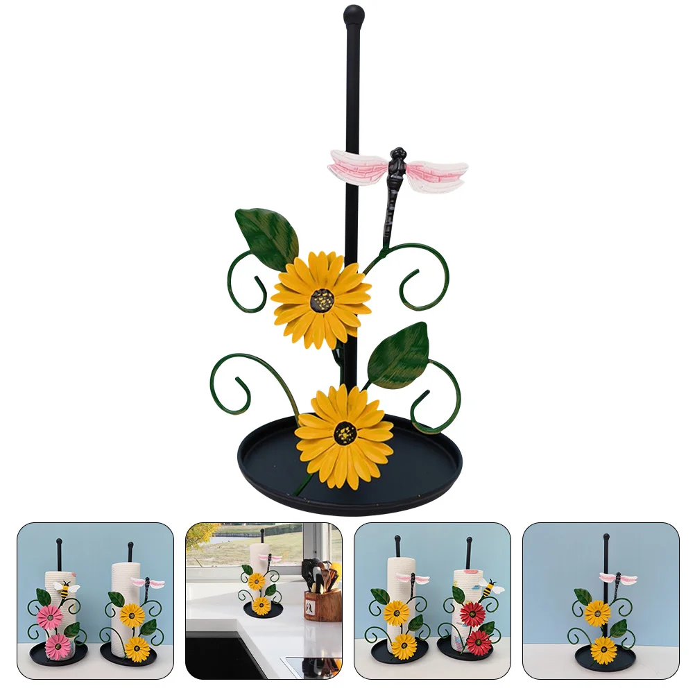 

Paper Towel Holder Tissue Flower Stand Dish Rack Standing Napkin Metal Room Gift