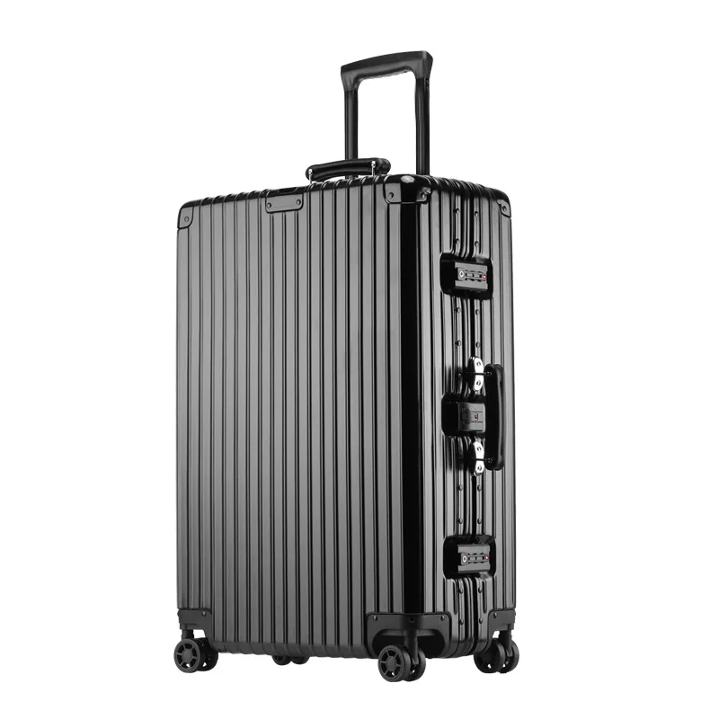 PLUENLI Retro Aluminum Frame Trolley Case Universal Wheel Luggage Carrying Case Boarding