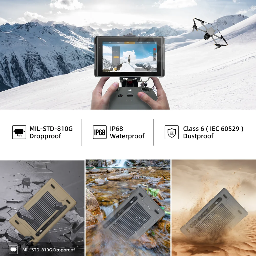 Hugerock X7 견고한 안드로이드 태블릿, DJI 드론 리모컨 모니터, 매우 밝은 2600Nit FHD 야외 방수 태블릿 PC