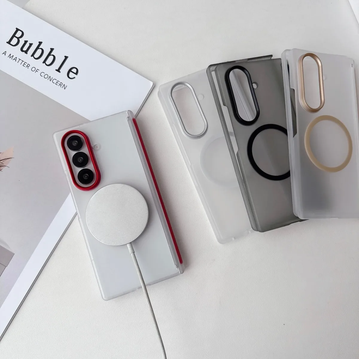 Matte Finish Phone Case with Hinge Protection and Magnetic Cover Compatibility