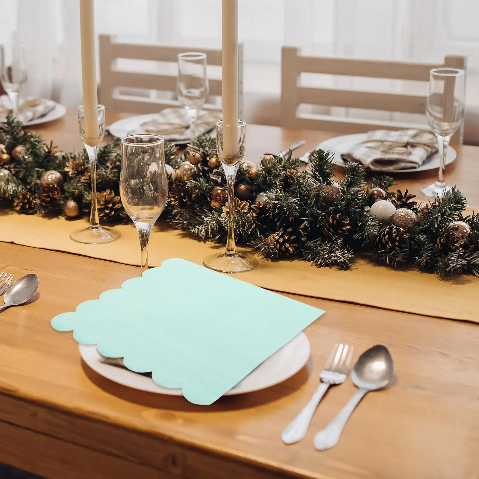 20 Sheets Dining Room Table Decor Party Tissue Paper Holiday Napkins Disposable Wedding Decorations Light Green Banquet