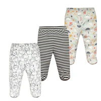 3PCS/Lot Spring Autumn Footed Baby Pants 100% Cotton Baby Girls Boys Clothes Unisex Casual Bottom PP Pants Newborn Baby Clothing 2