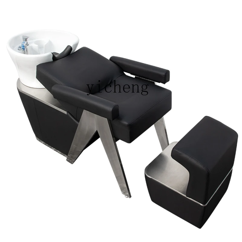 

Tqh New Shampoo Chair Sitting Hair Salon High-End Lying Half Flushing Bed Ceramic Basin