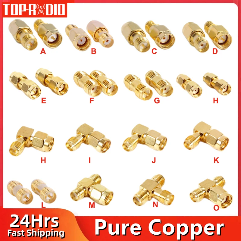 1pc SMA Zu SMA Adapter SMA Stecker auf RP SMA Buchse Stecker RF Stecker Kupfer Vergoldet SMA Spliter konverter Rechten Winkel