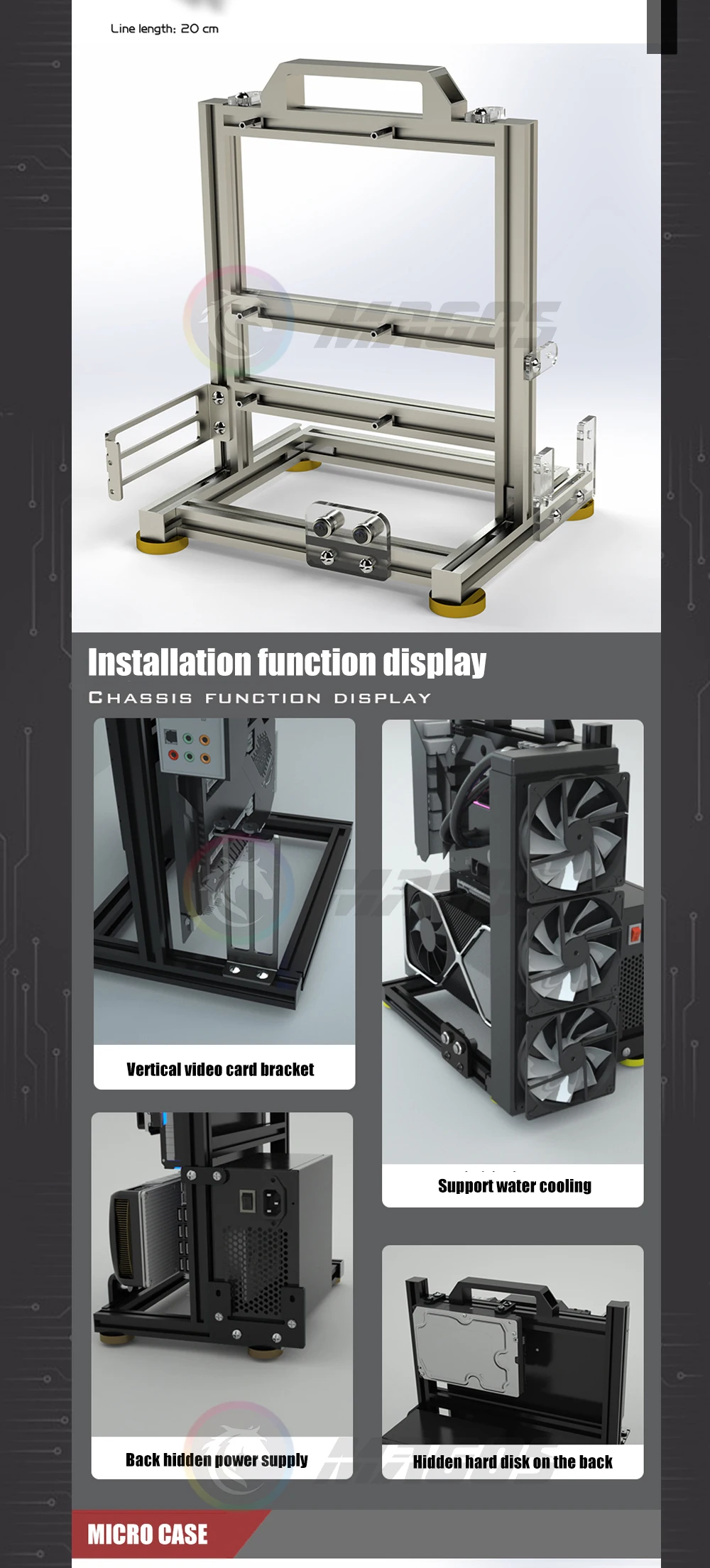 armoire pour pc de gamer avec châssis en tour tour pour ordinateur de bureau et de monter