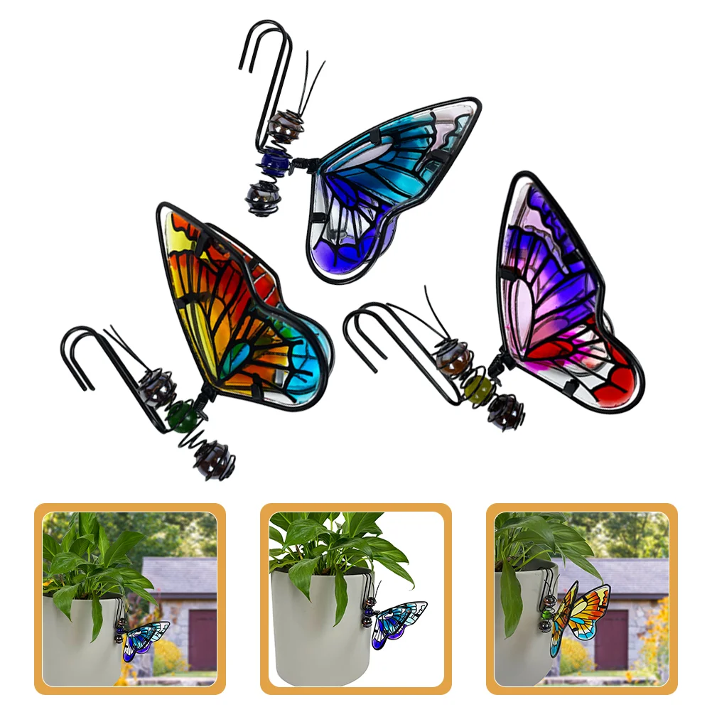 Blumentopf-Umarmer – 3er-Set Mit Schmetterlingen & Tieren | Metall-Acryl-Deko Zum Aufhängen