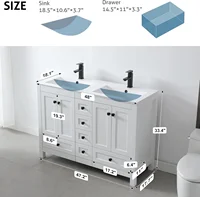 48" Bathroom Vanities Cabinet with Sink Combo Set, Undermount Double Resin Sink w/Thickened Wood, Matte Black Faucet, White 2