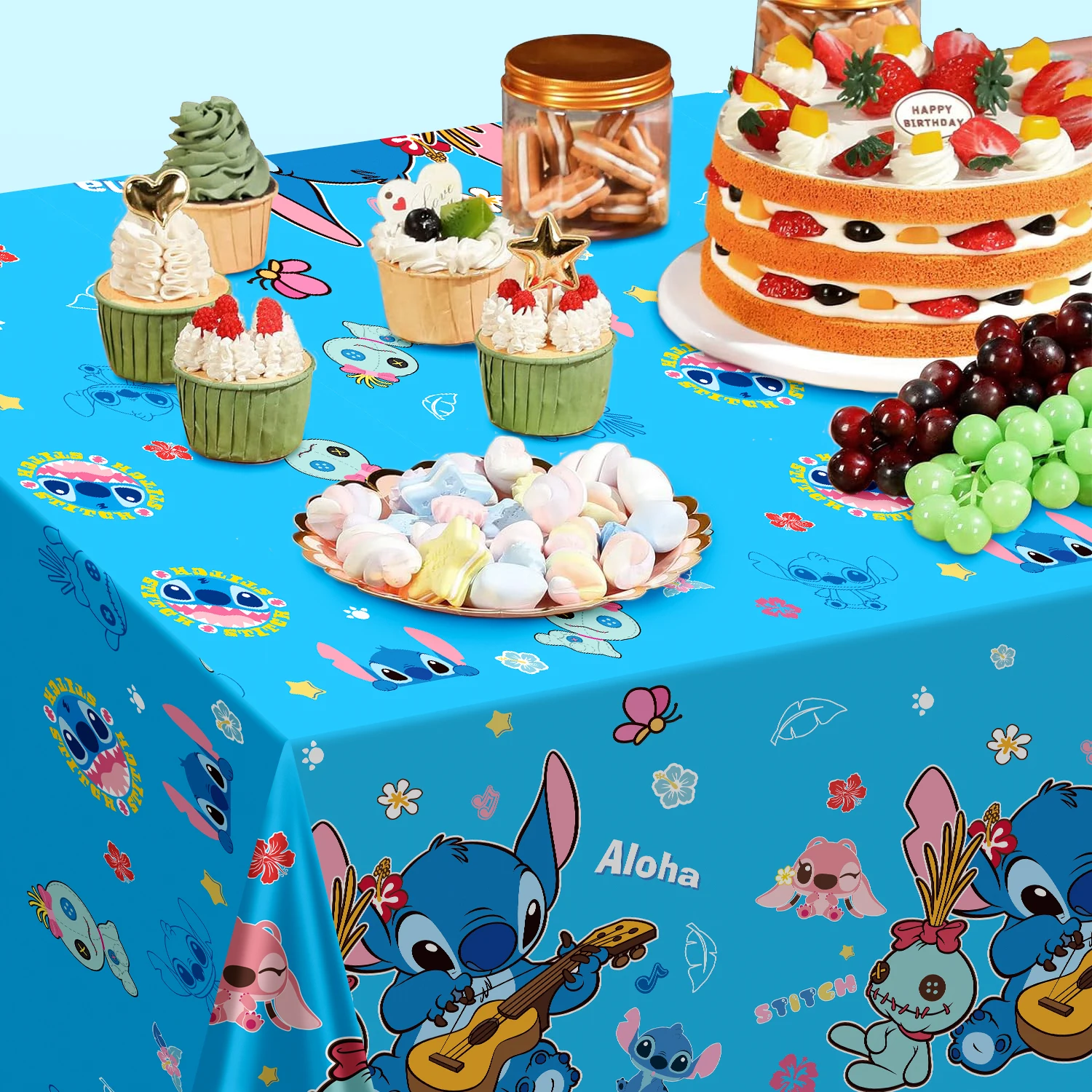 Stitch Party Tablecloths, 3pcs Stitch Party Decorations Tablecloths set-Stitch Tablecloth,Stitch Party Table Cover etc 5