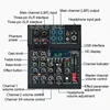 Mini 4 Channel Audio Mixer Individual +48V Phantom Power 99 DSP Effects Bluetooth USB Computer Play Record Mixing Console 5