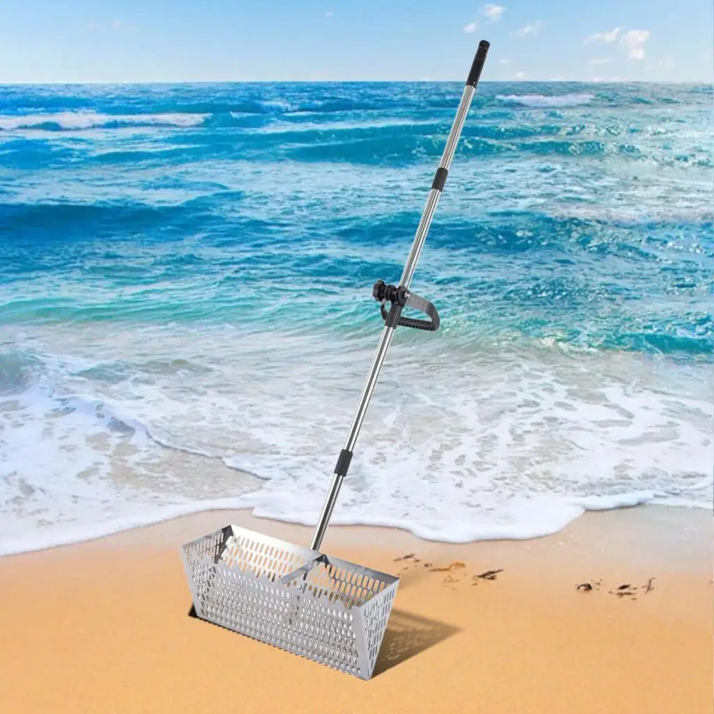 Sandsiebrechen mit ergonomischem Griff, aus Kohlenstoffstahl, mit scharfen Zähnen, abnehmbarer Konstruktion für den Außenbereich am Meer_voghion.com