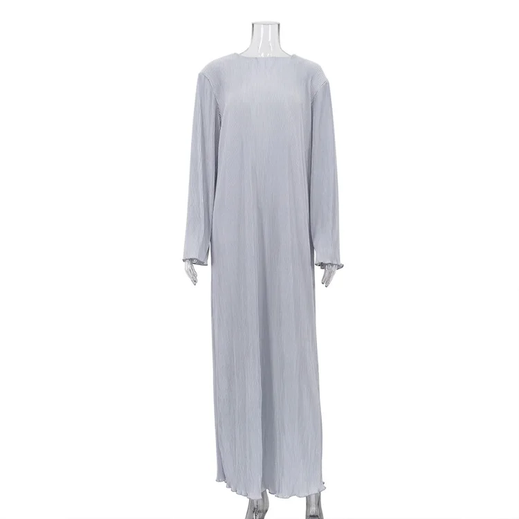 Vestido largo informal holgado para mujer, manga larga, básico, liso, alto, ropa de calle, blanco, de verano, a la moda