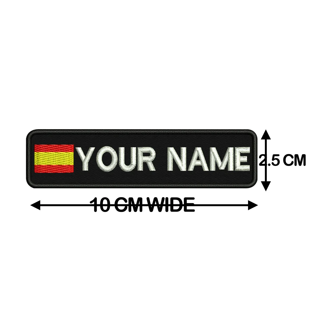 ES Flag Name Tags Patch Embroidered Iron on Hook Backing embroidered patches