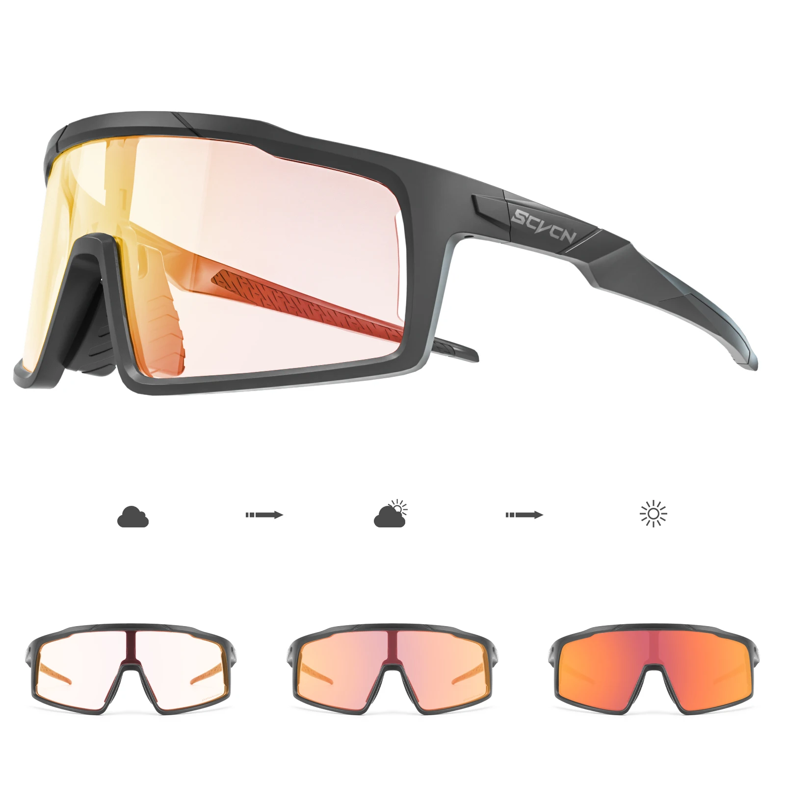 Photochromic Red Blue Sunglasses Cycling Glasses Mountain Bicycle