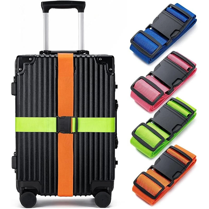 Set di 4 cinghie per bagagli, cinghie per fissare i bagagli, cinghie per valigie, utilizzate per sigillare e identificare comodamente le borse da viaggio, accessori da viaggio