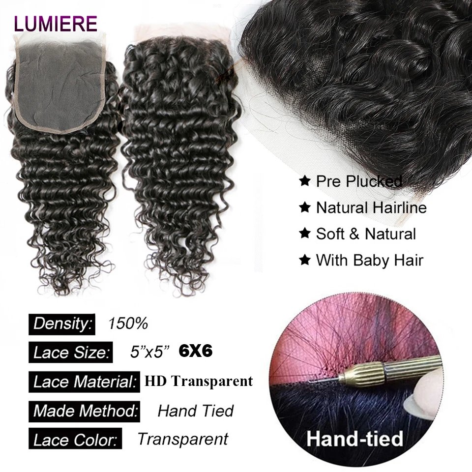 Deep Kinky Curly Virgin Human Hair Bundle With Closure Frontal 5x5 6x6 HD Transparent Lace Brazilian Hair Weave Extension human hair bundles