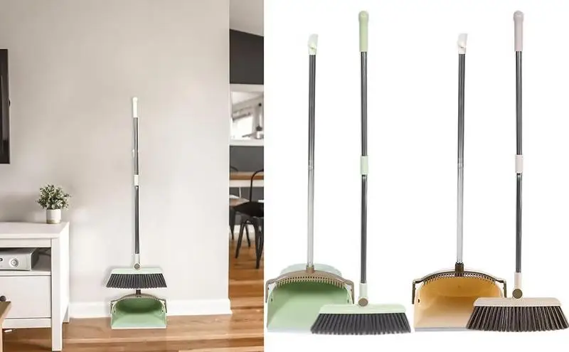 

Broom with Dustpan Combo Set 180 Degree Rotatable Broom Dust pan with Long Handle Household for Indoor Outdoor Kitchen tool