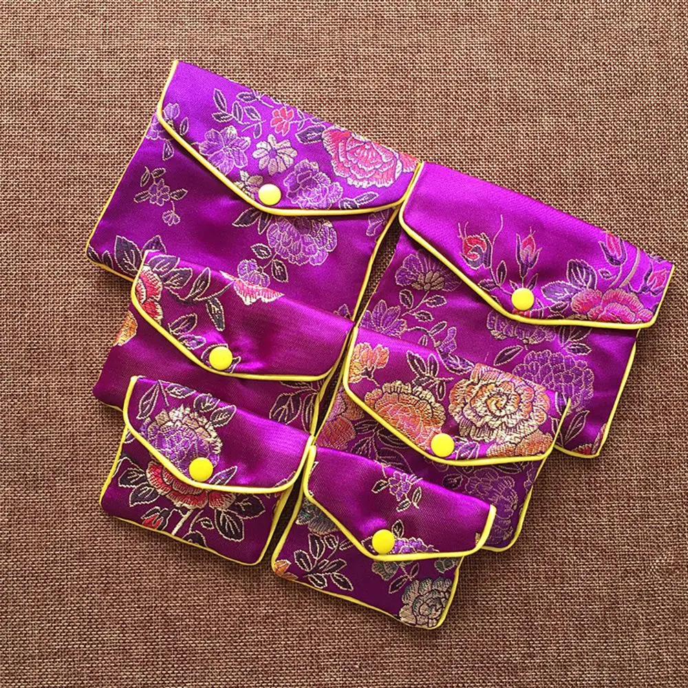Új chinesa Brokát handmade Disznóserte Hímzés párnázott Cipzár kicsi ékszer Tehetség tárolására Erszény Zsák Hirtelen időváltozás esetben Szatén Pénzdarab Női táska