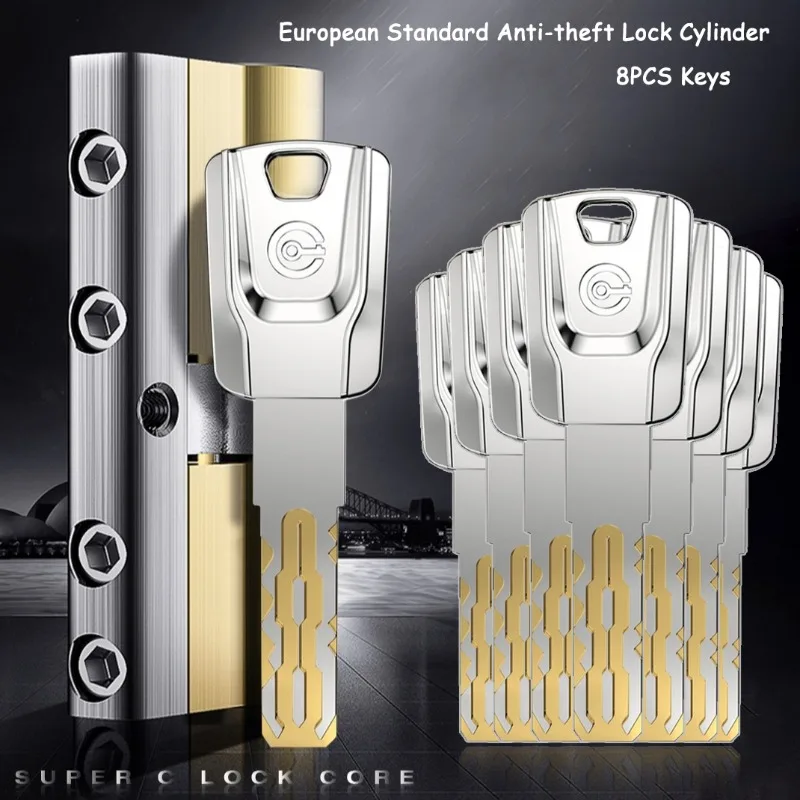 แกนล็อคประตูกันขโมย รุ่นซูเปอร์ซี ระดับสากล สำหรับประตูบ้านทั่วไป ทำจากทองแดงทั้งชิ้น สำหรับประตูเหล็ก  แบบ 8 ร่อง พร้อมกุญแจ 8 ดอก 1