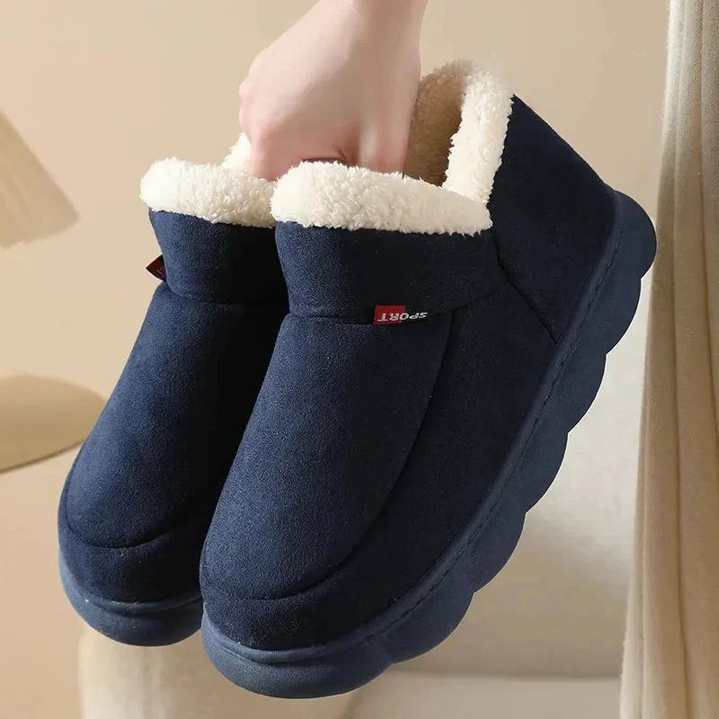 Shevalues Männer Flauschige Baumwolle Hausschuhe Winter Neue Plattform Männer Plüsch Hausschuhe Innen Weiches Fell Hausschuhe Casual Männer Fuzzy Slipper – Detail 23