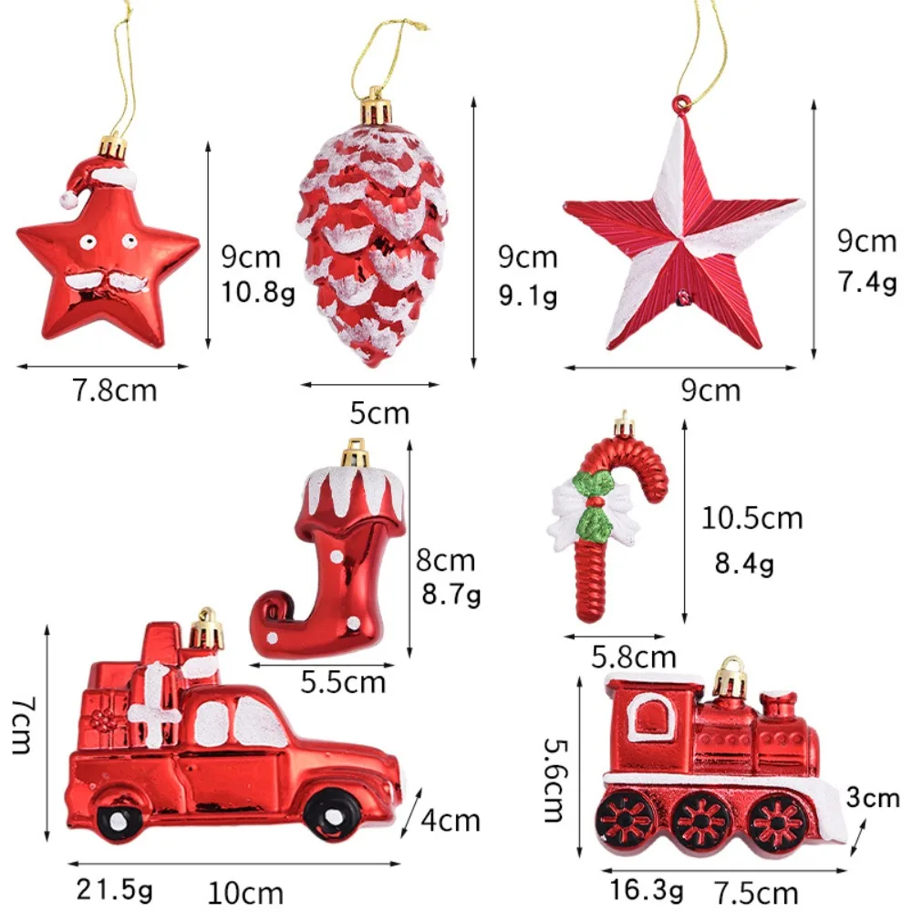 2PCS Christmas Tree Decorations Plastic Christmas Ball Red Ornaments Small Pendant Tree Hanging Xmas Party Decor for Home