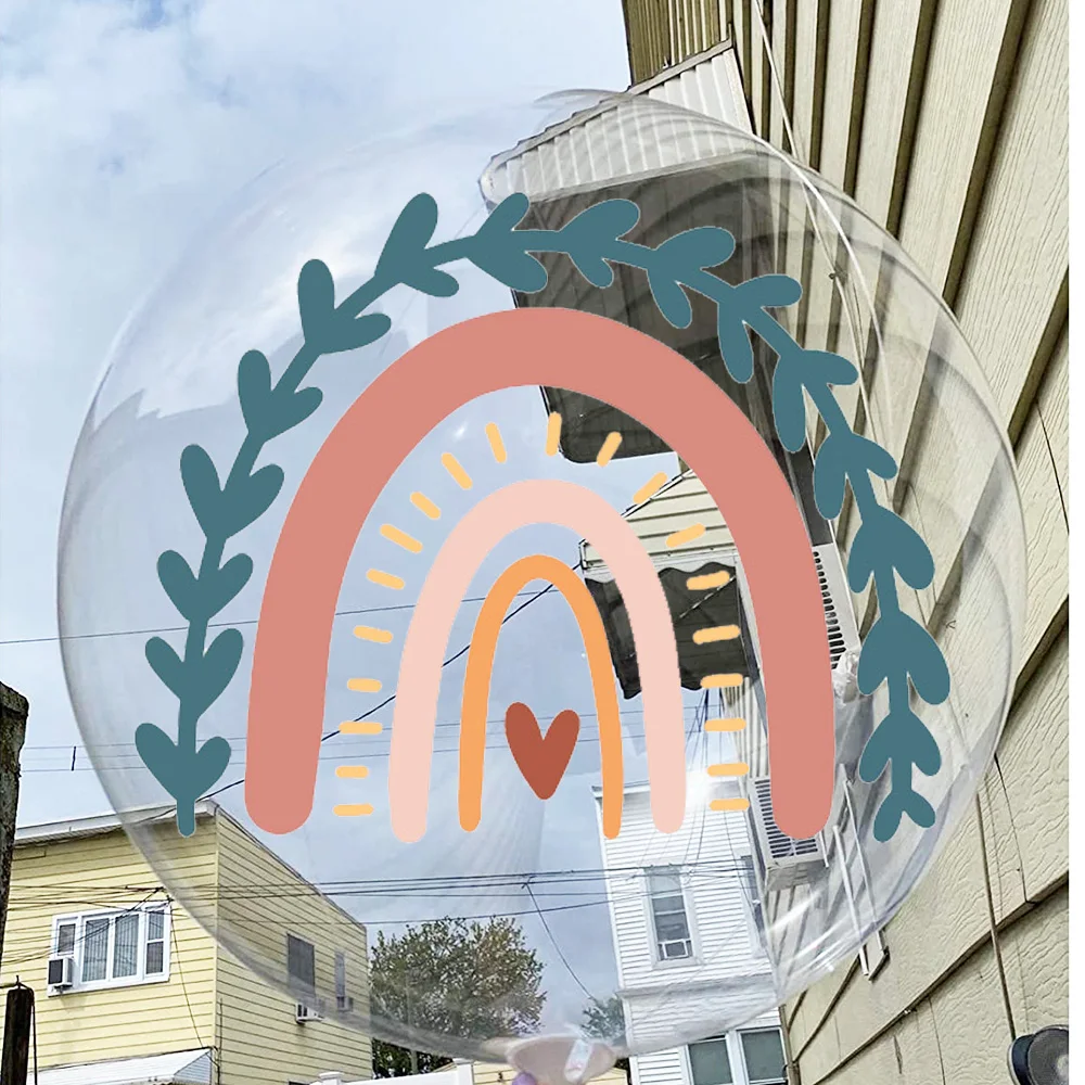 Globos bobo boho arcoíris de 18 pulgadas, pegatinas pastel con globos transparentes de burbujas para suministros para fiestas de cumpleaños y bodas