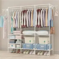 67×65×13.7 in Spacious Triple - Row Black/White Metal Clothes Rack, with Shoe & Accessory Space, Made of Durable Plastic 2