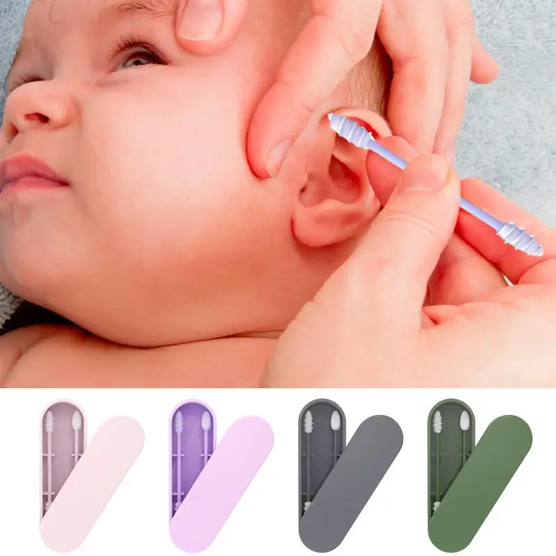 Silicone Cotton Swab Reusable Q-tips For Ears BPA Safe Extra Soft Makeup Removal Kids Safety Eco-Friendly Washable Mini Swabs