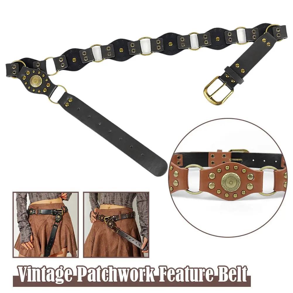 

Retro American Street Fashion Hollow Belt Punk Metal Buckle Y2k Pu Leather Waist Belt For Girls U7g0