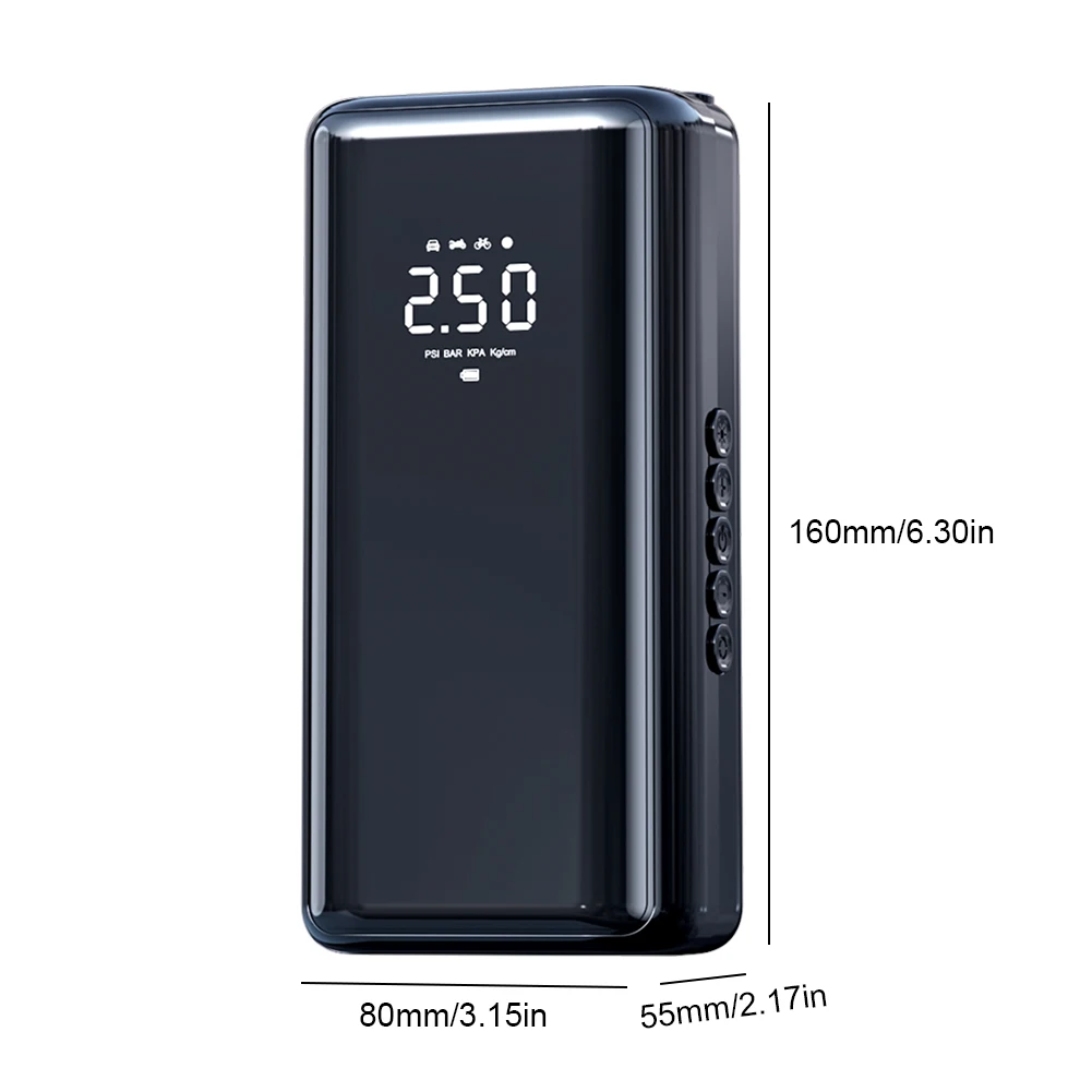 150PSI Digital Tire Inflator Rechargeable Handheld Wireless Inflatable Pump 1500mAh Digital Display for Motorcycles Bicycle Boat