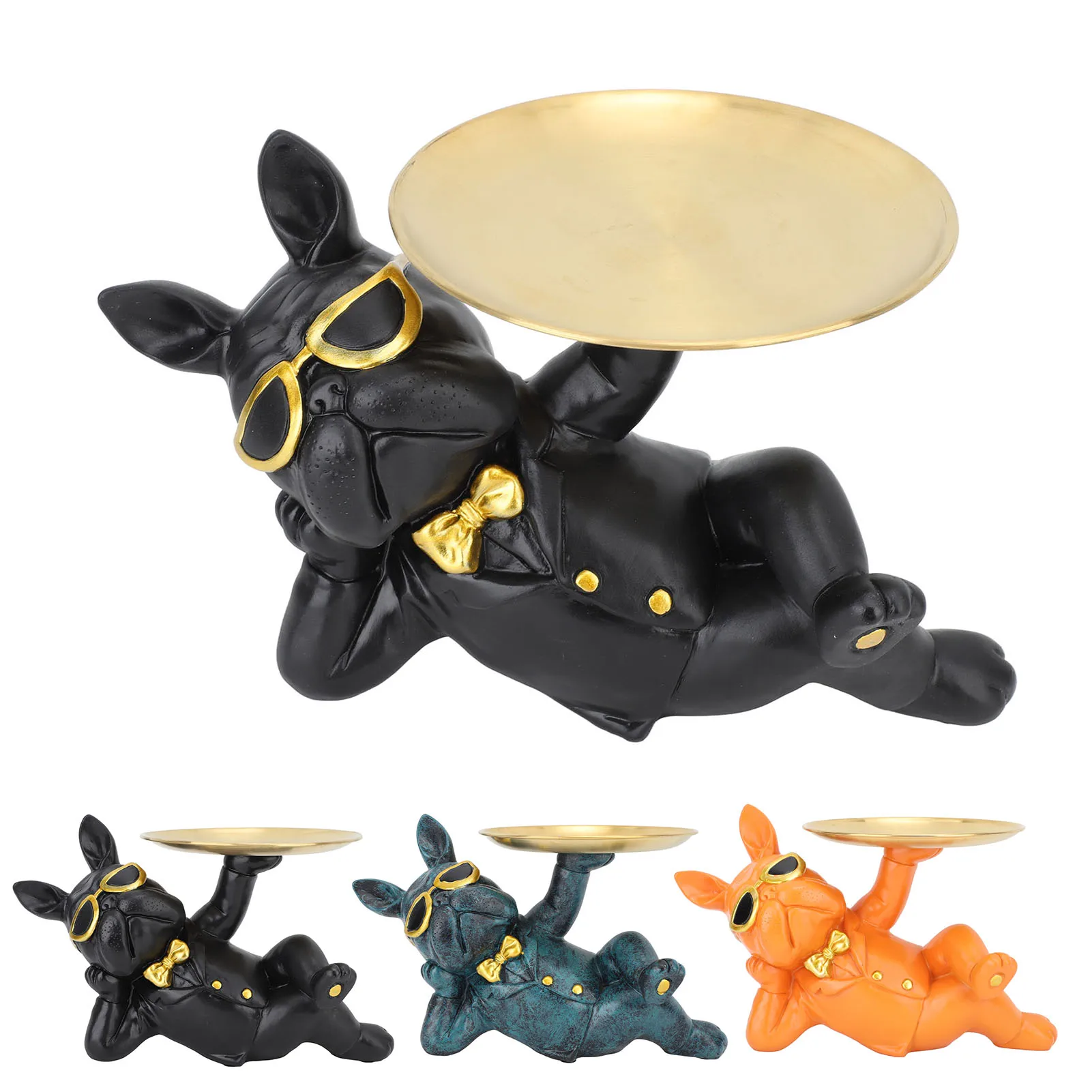 

Bulldog Statue Storage Tray Synthetic Resin Unique Bulldog Tray Ornament for Home Entryway Shop Office Resin Bulldog Tray