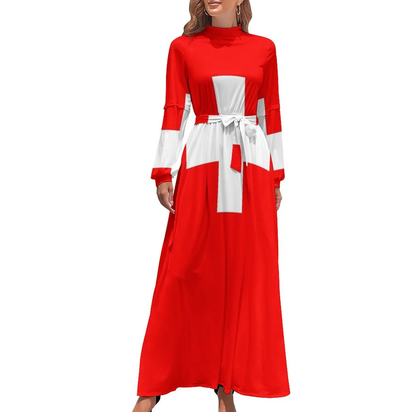 thumbnail image 1 of Bandera de Suiza Vestido largo Vestido de verano Ropa de mujer Vestido largo mujer verano, 1 of 5