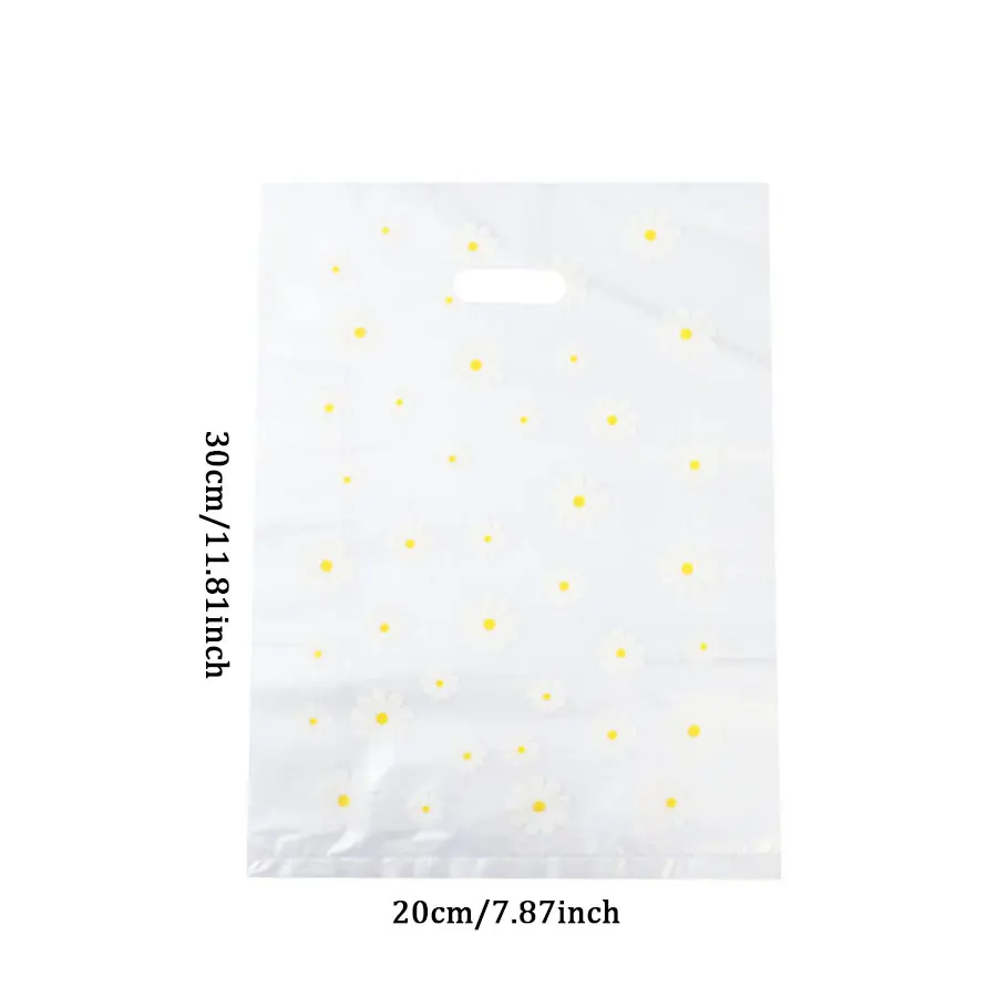 50/100Pcs Daisy Style Plastic Gift Bags With Handle, Shopping Bag Tote Bags Perfect for Mother's Day Wedding Birthday Holidays 4