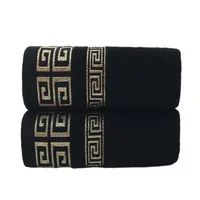 Serviettes de bain en coton noir, 2 pièces, 34x4 0cm/70x140cm, brodées, pour salle de bain d'hôtel, pour adultes, séchage rapide, épaisses, douces, pour le visage 1