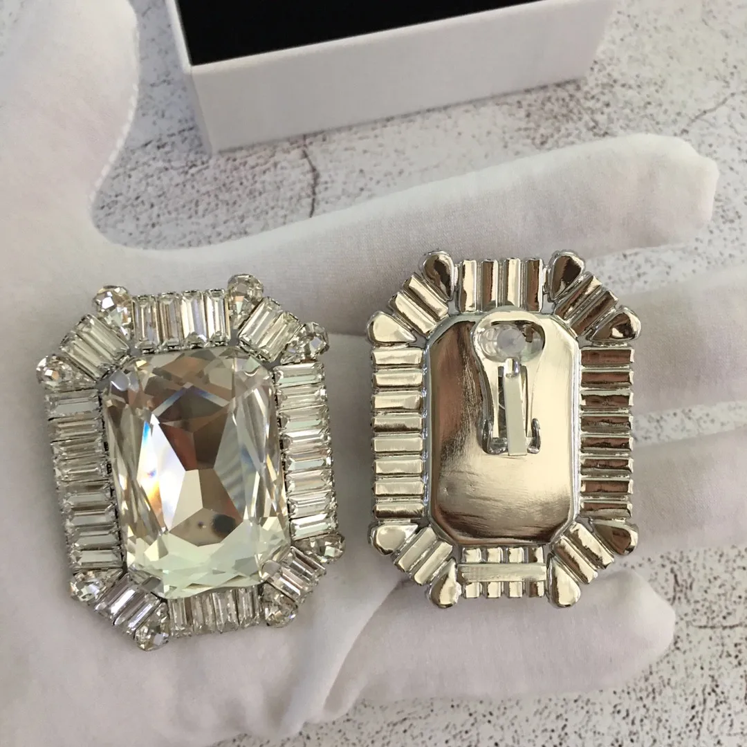 European and American popular geometric crystal ear clips