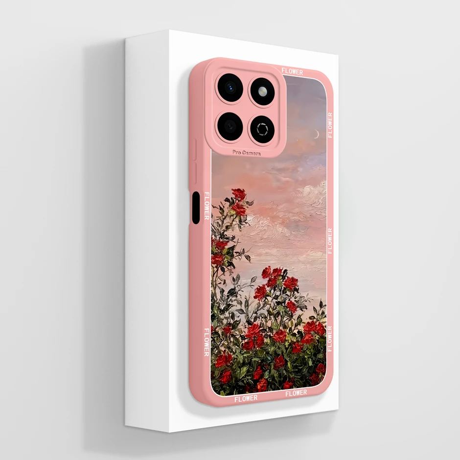 Artistic Oil Painting Floral Design Soft Silicone Anti-Drop Phone Case Cover