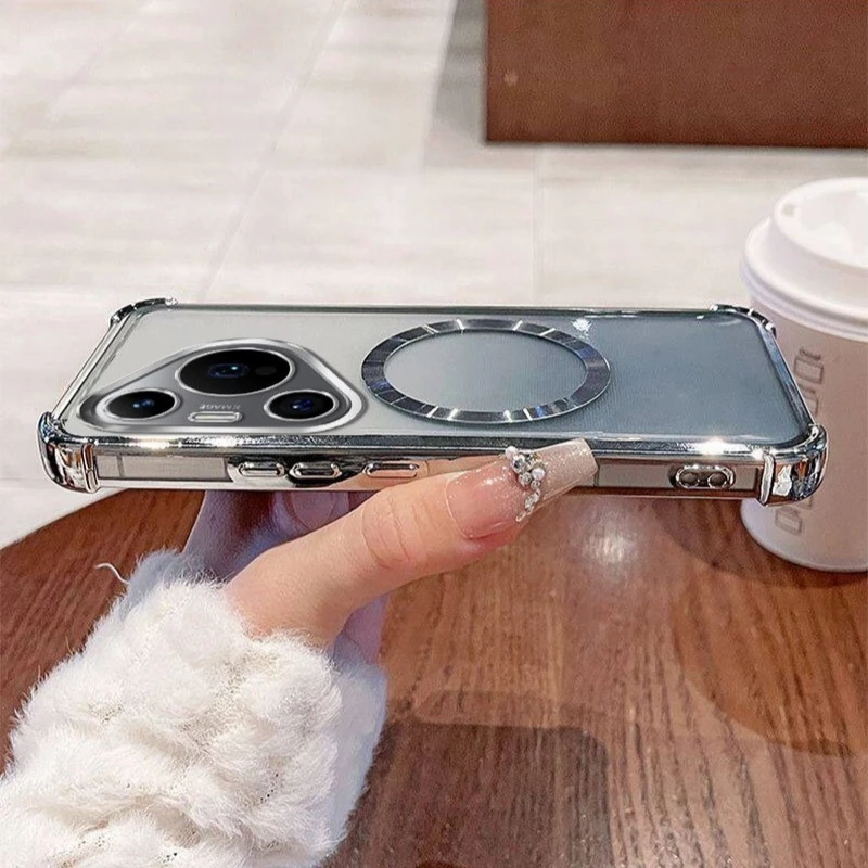 Luxury Plating Edge Transparent Phone Case - Shockproof Magnetic Protector Cover