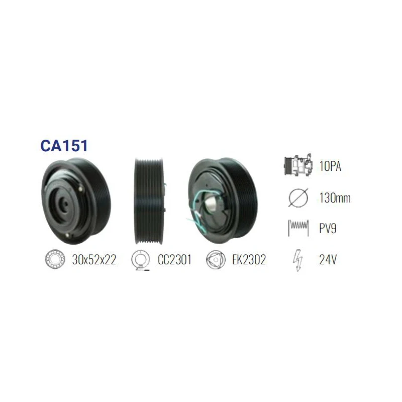 

CA151 CLUTCH ASSEMBLY 10S / 7SB 9pk 24v for MERCEDES TRUCK