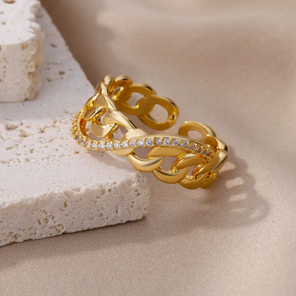 Bague élégante En Acier Inoxydable Doré Pour Femme - Neuf Avec étiquettes
