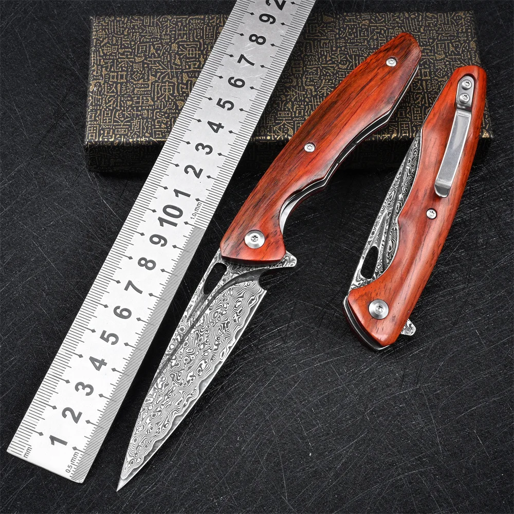 

60HRC VG10 Damascus Steel Ball Bearing Folding Pocket Tactical Knife Clip Camping Portable Carry Self-defense Survival EDC TOOL