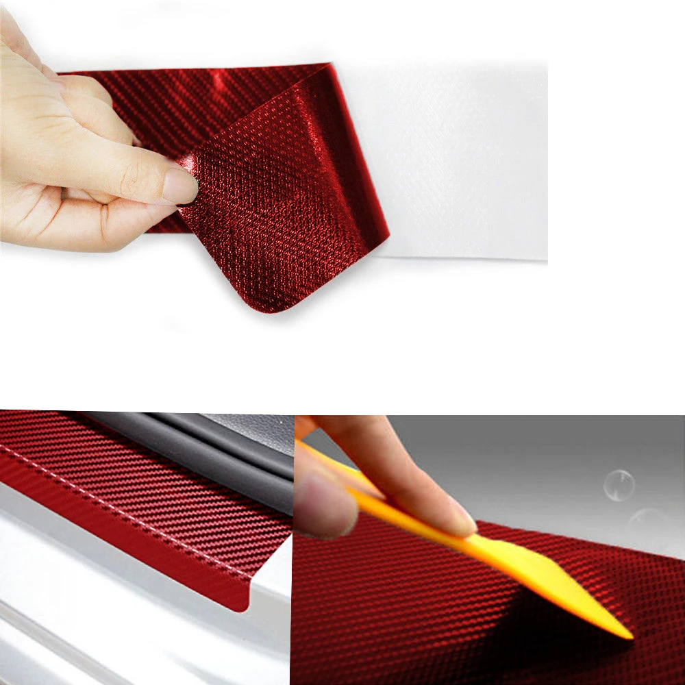 Car Door Plate Sticker Sill Scuff Cover Protector 3D Carbon Fiber Anti Scratch 4pcs car stickers car door stickers carbon fiber sticker car door protector car threshold protector car door edge protector car trunk door sill protector carbon fiber car stickers