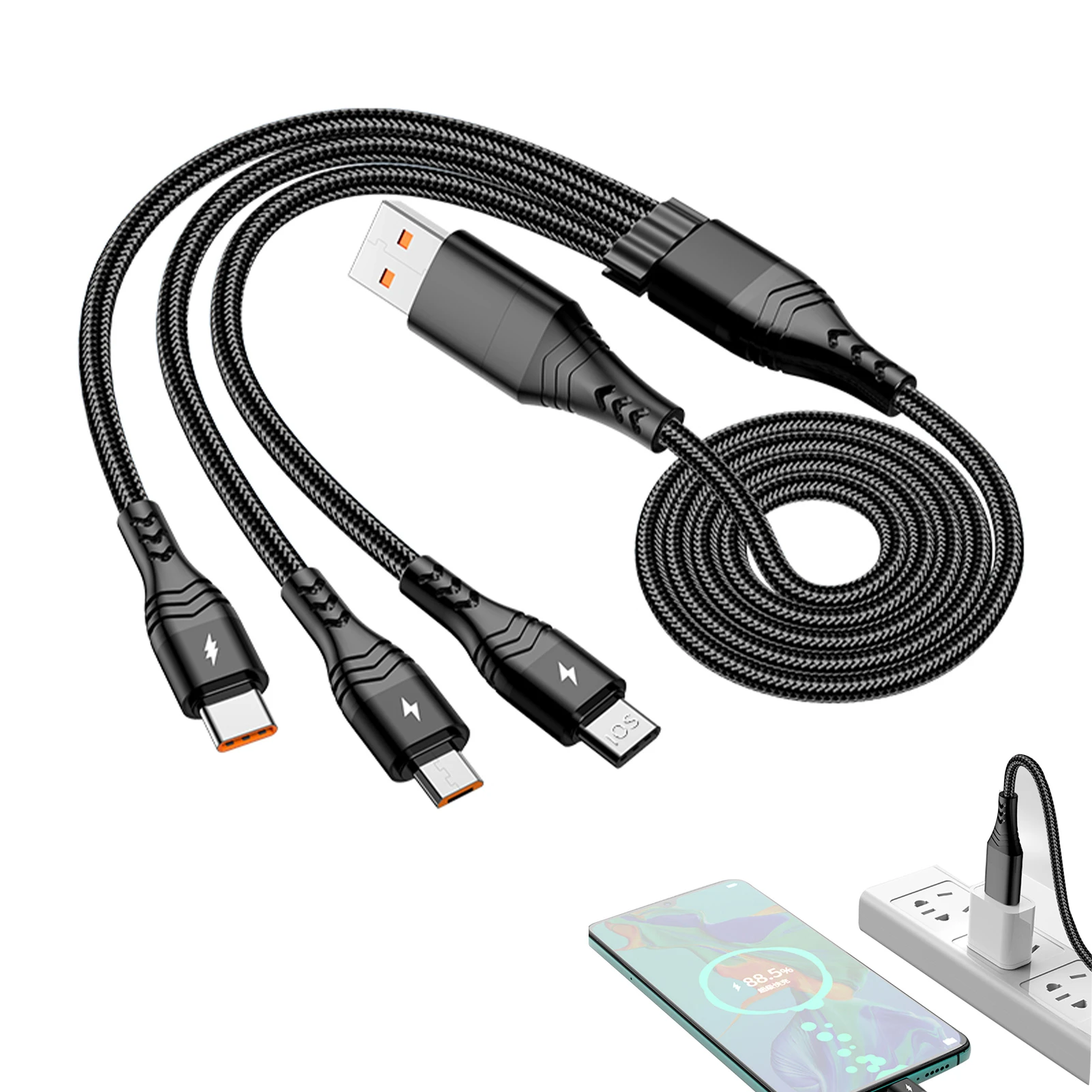Cable de carga múltiple largo 6 en 1, Cargador rápido USB múltiple Compatible con teléfonos móviles portátil| | - AliExpress