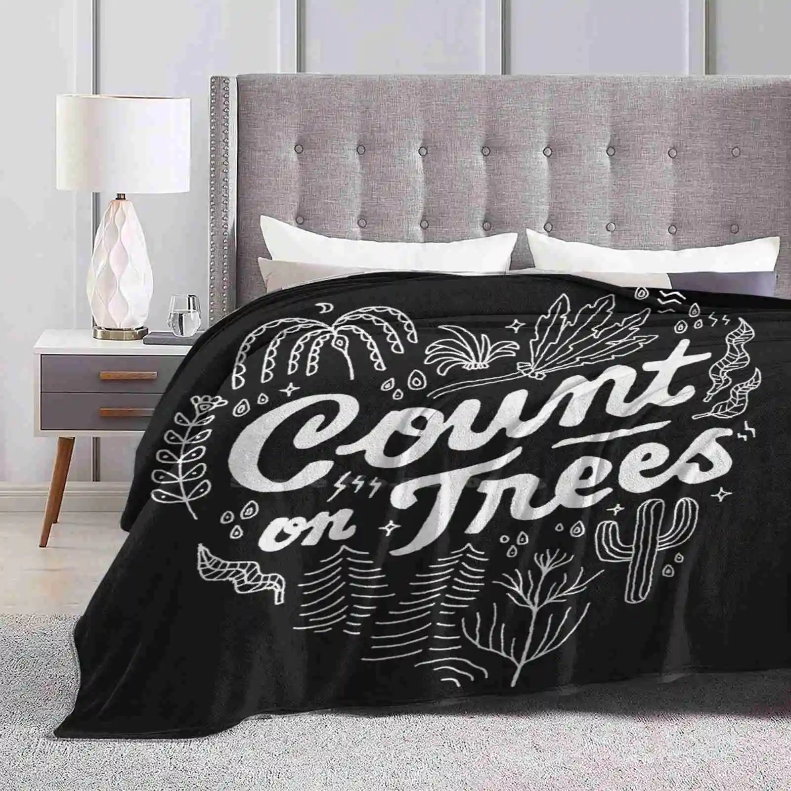 

Count On Trees New Arrival Fashion Leisure Warm Flannel Blanket Tree Nature Plant Type Typo Lettering Quote