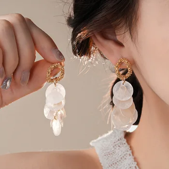 925 Silver Needle Korean Fashion White Tassel Earrings For Women Jewelry 2025 Trending New Luxury French Women's Drop Earrings