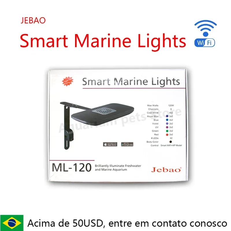 

Jebao new fish tank aquarium sea water lamp ML-60 ML-120 coral high power dual lamp full spectrum LED remote WIFI lamp