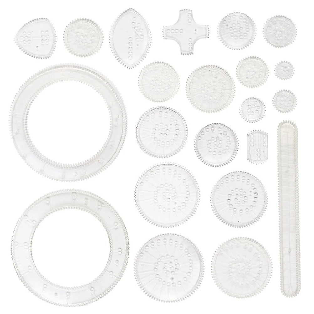 

1 Set 22pcs Drawing Toys Interlocking Gears Wheels Painting Accessories (Transparent)