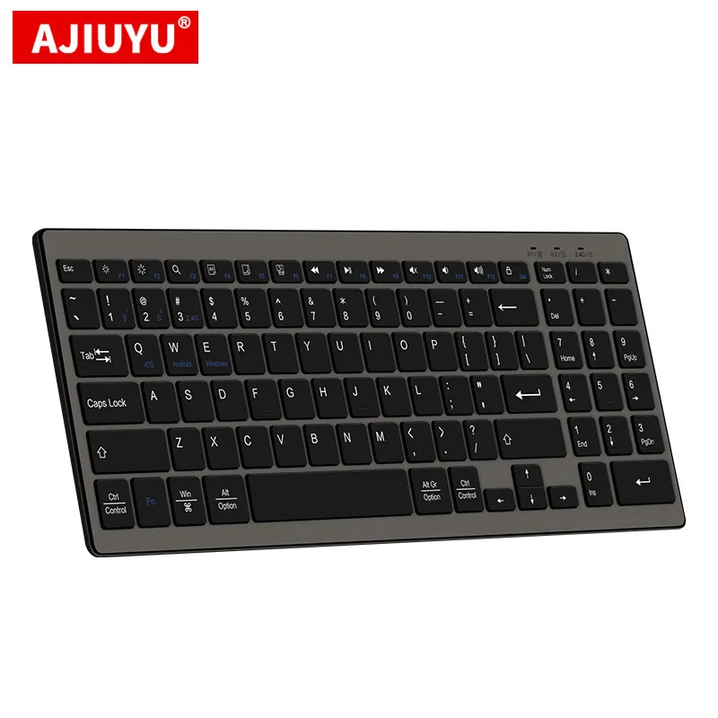 AJIUYU Wireless Keyboard Multi-Device Keyboard Ultra Thin Silent Full-size Bluetooth for Notebook Laptop PC Tablet iPad
