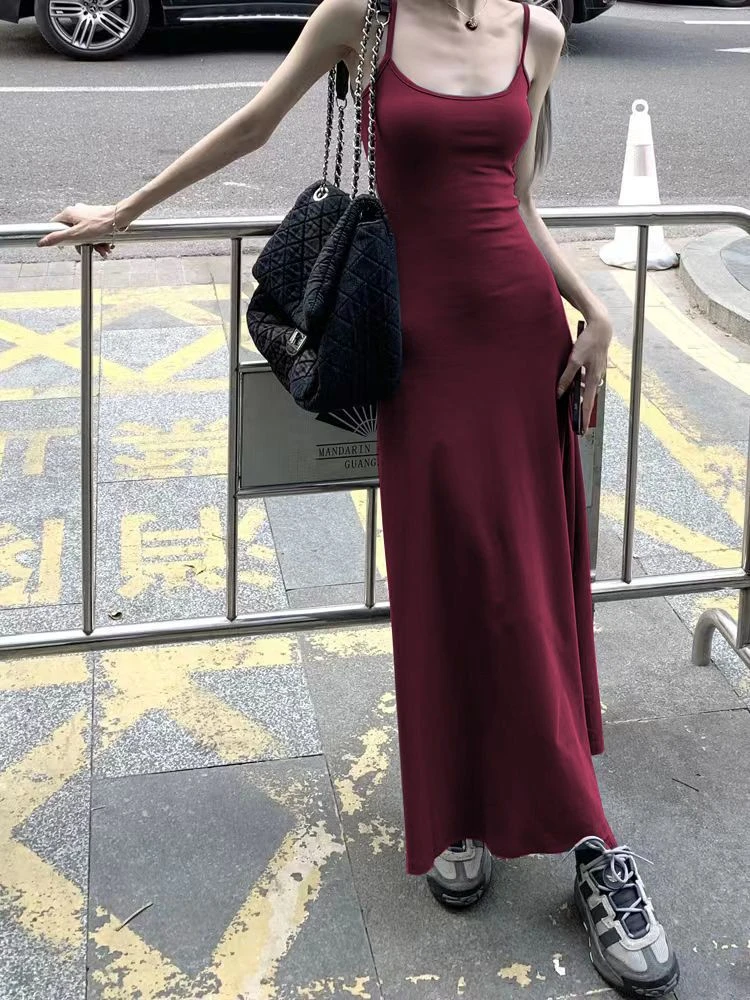 

Satin Long Dresses Elegant Sleeveless Slip Holiday Party Dresses Sexy Casual Backless Summer Dresses Women 2023