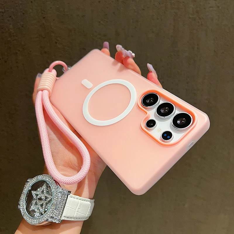 Candy Color Matte Phone Case with Lanyard - Soft Protective Cover